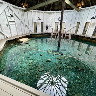 Interior of the 2022 restoration of the historical Gentlemen's Pool at the Warm Springs Pools in Virginia. (Courtesy of Wikimedia Co)
