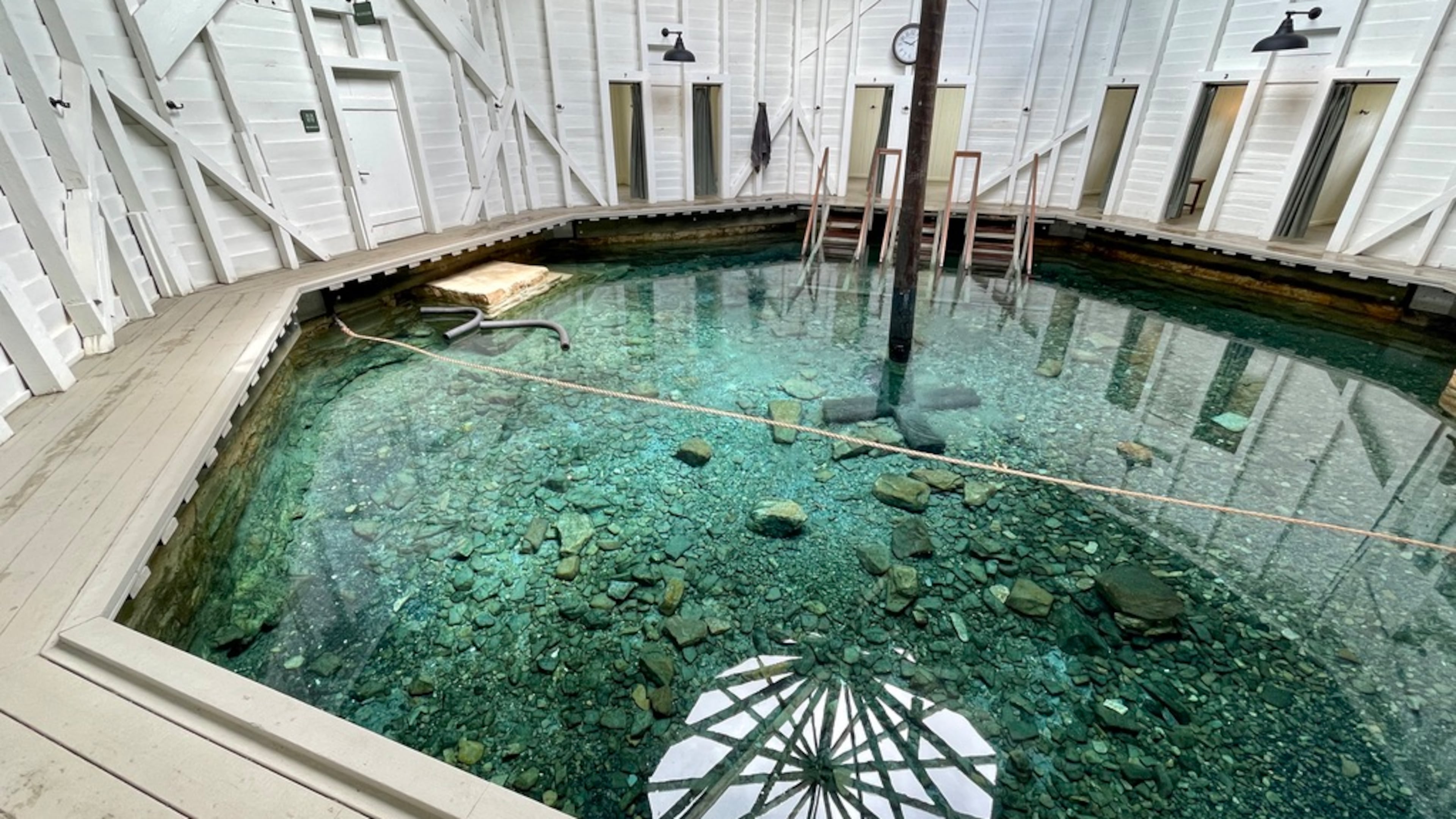 Interior of the 2022 restoration of the historical Gentlemen's Pool at the Warm Springs Pools in Virginia. (Courtesy of Wikimedia Co)