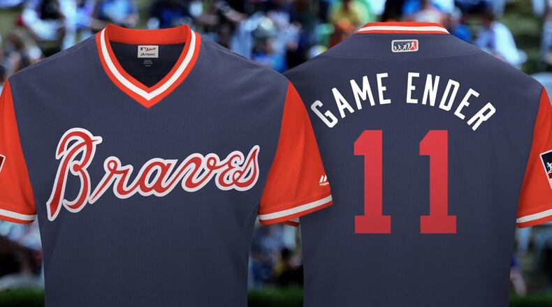 Braves center fielder Ender Inciarte will have 'GAME ENDER' as his nickname on his jersey this weekend. Photo courtesy of MLB.com