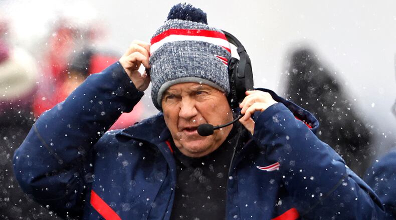New England Patriots coach Bill Belichick looks on in the first half at Gillette Stadium on Jan. 7, 2024, in Foxborough, Massachusetts. (Winslow Townson/Getty Images/TNS)