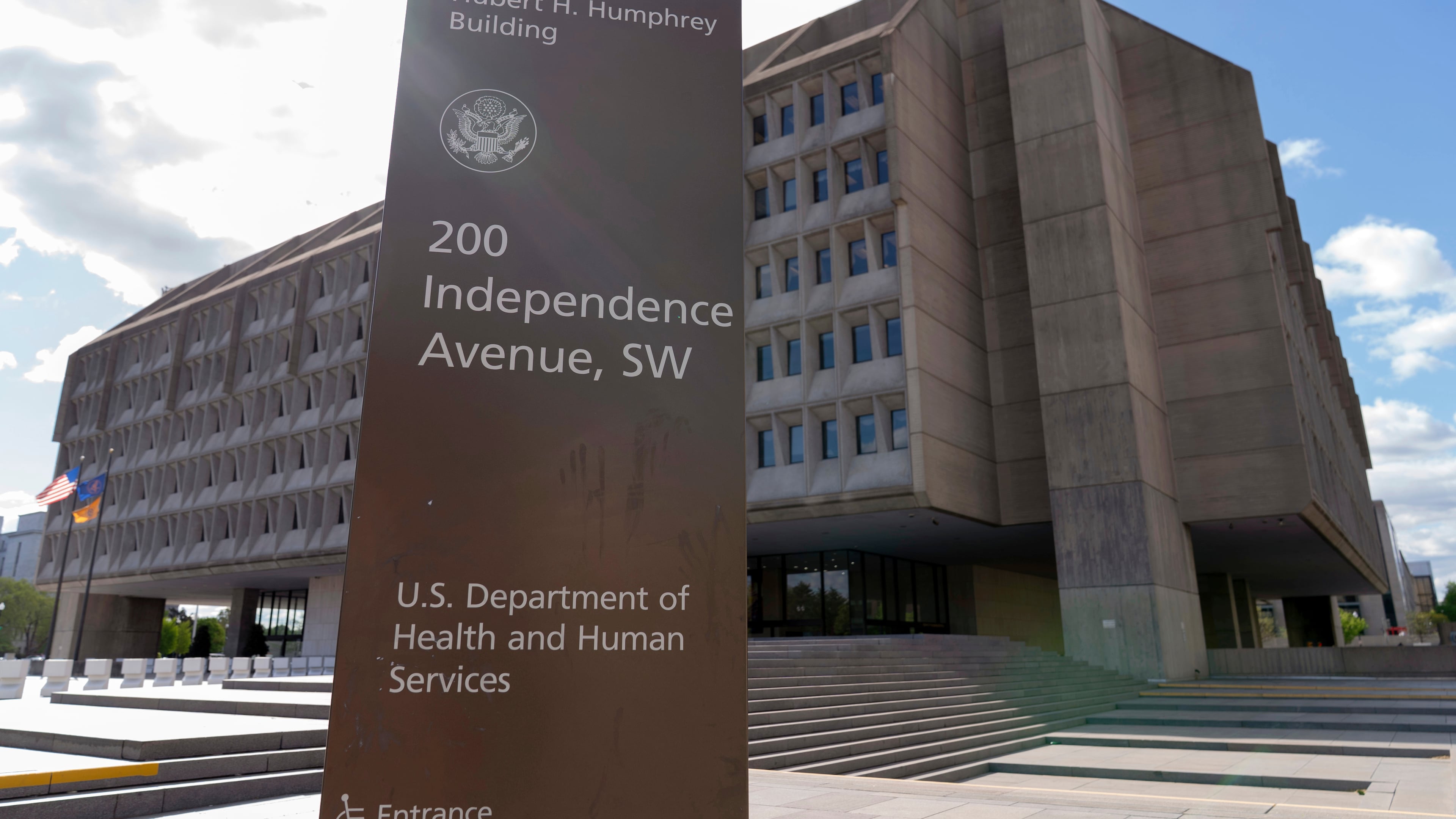 FILE - The U.S. Department of Health and Human Services is seen in Washington, April 16, 2025. (AP Photo/Jose Luis Magana, File)