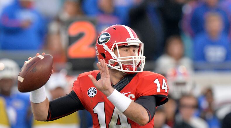 Georgia Bulldogs quarterback Hutson passed for 319 yards and 1 touchdown. He was sacked three times in the Bulldogs' 38-20 loss to Florida in Jacksonville Saturday November 1, 2014. Jones had 193 yards rushing and two touchdowns. BRANT SANDERLIN / BSANDERLIN@AJC.COM