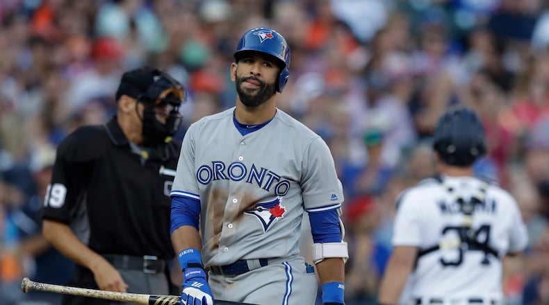 Joey Bats, shown with bat.
