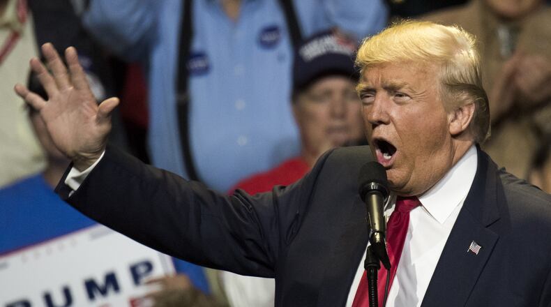 Donald Trump speaks to a crowd in Cincinnati, Ohio. Ty Wright/Getty Images