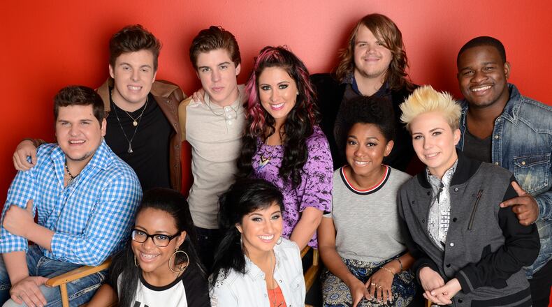 AMERICAN IDOL XIII: Top 10: Clockwise from Left: Dexter Roberts, Alex Preston, Jessica Meuse, Caleb Johnson, C.J. Harris, MK Nobilette, Majesty Rose, Jena Irene, and Malaya Watson on AMERICAN IDOL XIII airing Thursday, March. 13 (9:00-10:00 PM ET / PT) on FOX. CR: Michael Becker / FOX. Copyright 2014 / FOX Broadcasting. AMERICAN IDOL XIII: Top 10: Clockwise from Left: Dexter Roberts, Alex Preston, Jessica Meuse, Caleb Johnson, C.J. Harris, MK Nobilette, Majesty Rose, Jena Irene, and Malaya Watson on AMERICAN IDOL XIII airing Thursday, March. 13 (9:00-10:00 PM ET / PT) on FOX. CR: Michael Becker / FOX. Copyright 2014 / FOX Broadcasting.