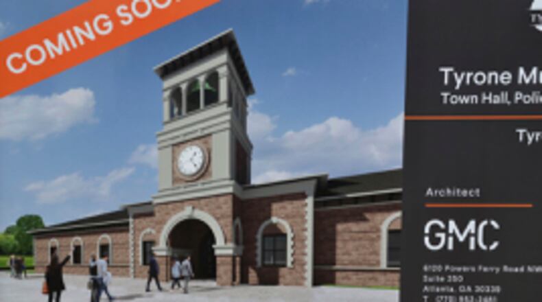 Construction of a new municipal center and expanded sewer services for the downtown business area are underway in Tyrone. Jill Howard Church for the AJC