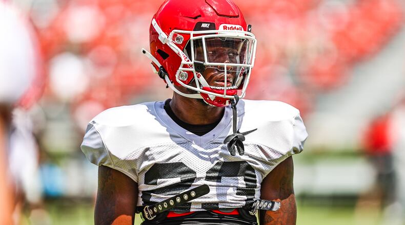 Georgia defensive back Tykee Smith (23) during the Bulldogs’ practice session at Sanford Stadium in Athens, Ga., on Saturday, Aug. 14, 2021. (Photo by Tony Walsh)
