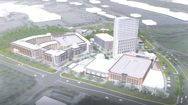 Plans for 16 acres near the Mall of Georgia call for a mix of retail, office and residential units, plus a 250-room hotel.