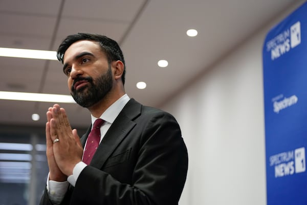 FILE - Assemblyman Zohran Mamdani talks to people after the New York City Democratic Mayoral Primary Debate at the John Jay College of Criminal Justice in the Gerald W. Lynch Theater on Thursday, June 12, 2025 in New York City. (Vincent Alban/The New York Times via AP, Pool, file)