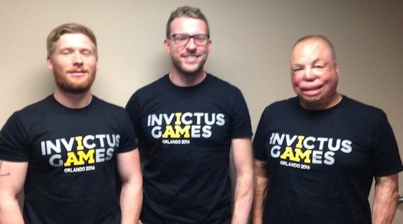 The stories of wounded warriors, from left, Louis Nethercott, J.J. Chalmers and Israel Del Toro, will be told during the opening ceremonies of the Invictus Games. (Stephen Ruiz/Orlando Sentinel/TNS)