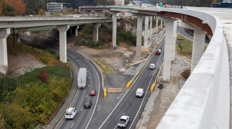 The Northwest Corridor - under construction in Cobb and Cherokee counties - is part of a planned 120-mile system of metro Atlanta toll lanes. (Photo by Phil Skinner)
