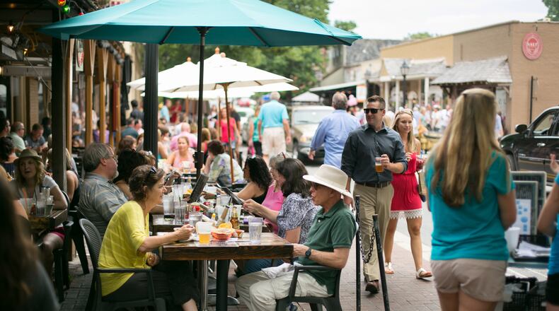 A scene of  downtown Roswell’s busy Canton Street. PHOTO / JASON GETZ