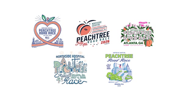 The five finalists for this year's T-shirt design contest. (Courtesy Atlanta Track Club)