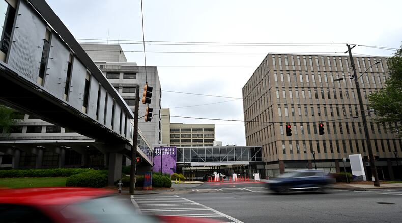 Exterior of Wellstar Atlanta Medical Center, which closed 6 month ago, Wednesday, April 26, 2023, in Atlanta. Wellstar closed Atlanta Medical Center on Nov. 1, 2022. Wellstar has said it closed the AMC hospitals because it was not financially feasible to keep them open, despite millions in improvements. (Hyosub Shin / Hyosub.Shin@ajc.com)
