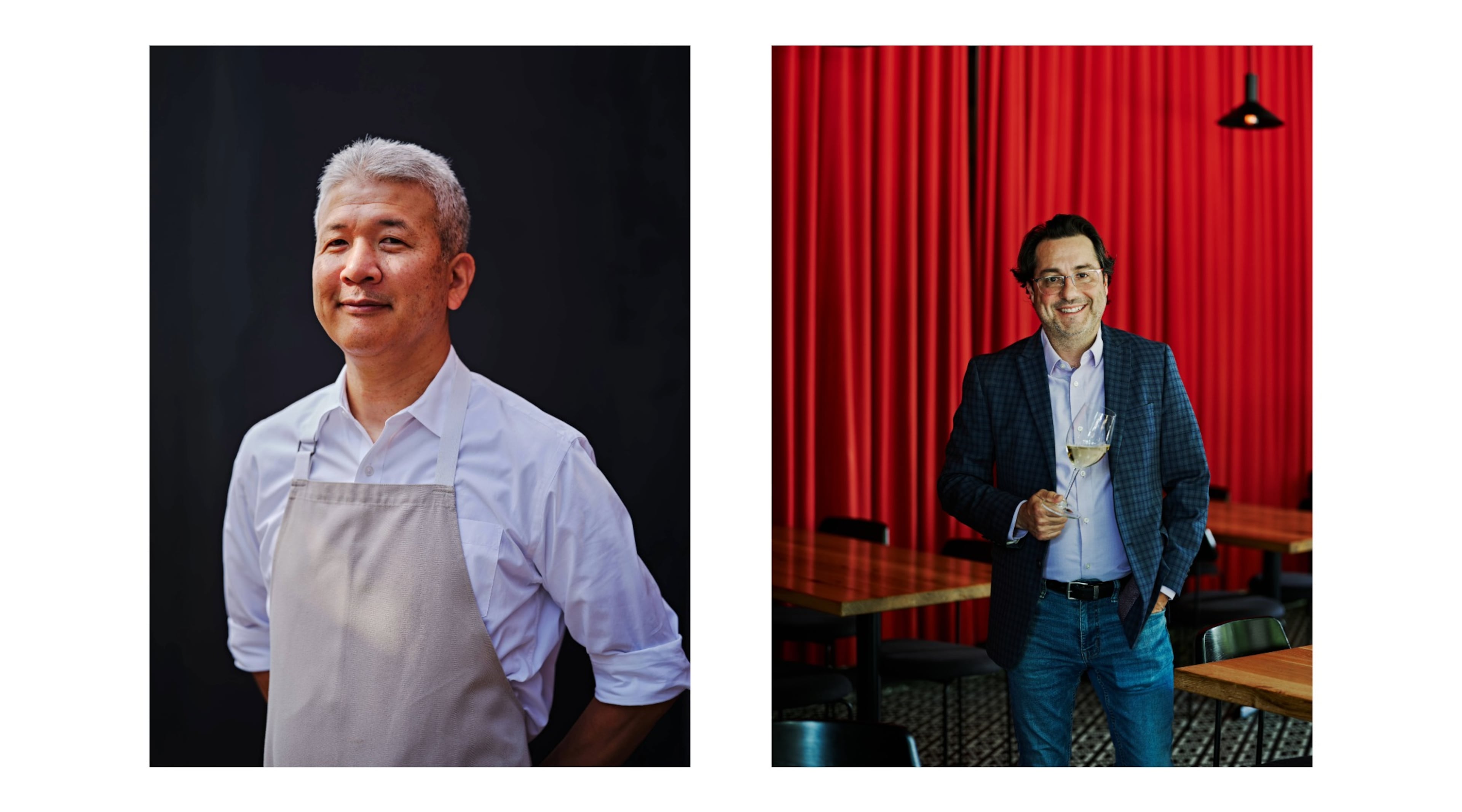 (From left) Mujo executive sushi chef Tomoyuki Hayashi and Castellucci Hospitality Group beverage director Nick Quinones. (Credit: Andrew Thomas Lee, courtesy of Castellucci Hospitality Group)