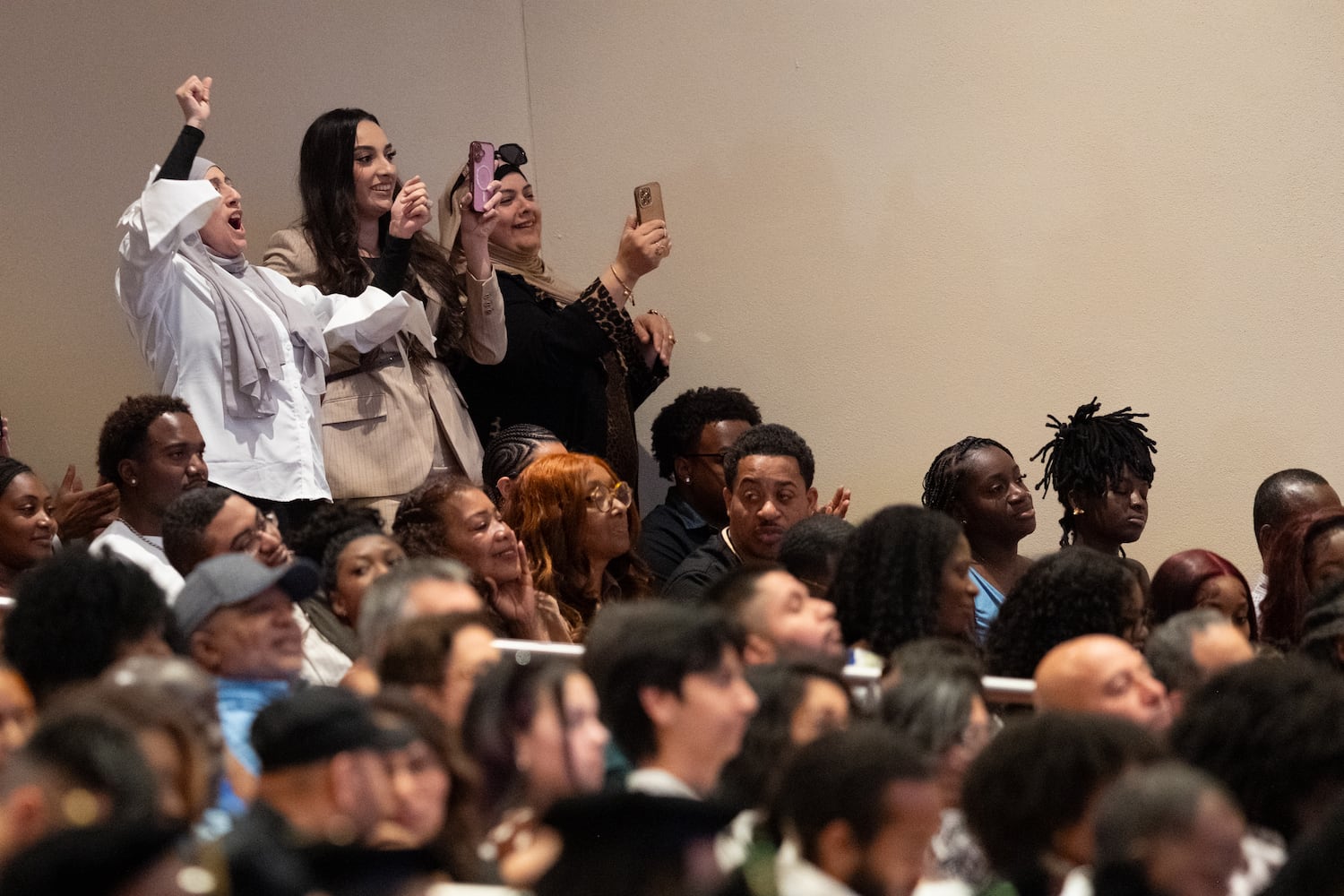 Family members cheer as a doctorate is awarded during the Morehouse School of Medicine graduation ceremony on Saturday, May 16, 2026, in Atlanta. (Ben Gray for the AJC)