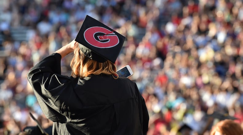 May 13, 2016 Athens, GA: UGA 2016 Spring Commencement. More than 5,500 graduates were eligible to participate in the ceremony. BRANT SANDERLIN/BSANDERLIN@AJC.COM