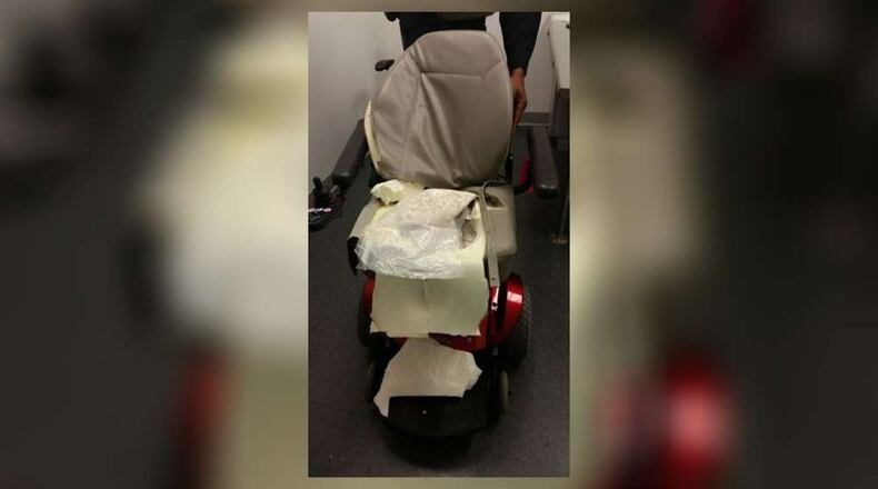 The was the motorized wheelchair that contained cocaine. Image from U.S. Customs and Border Protection New York City.