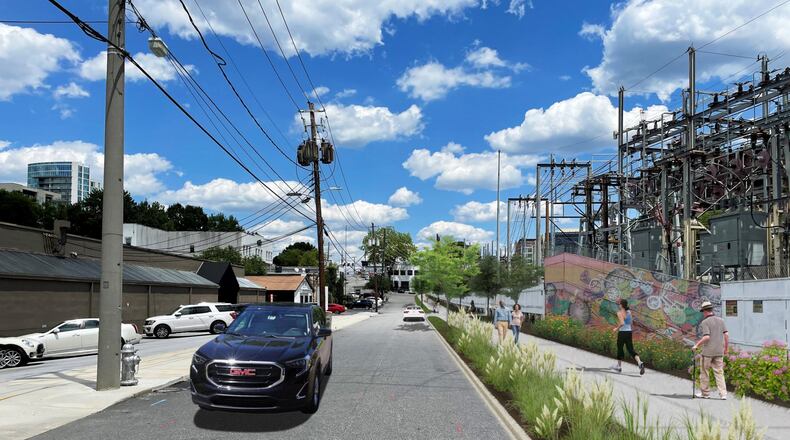 A rendering of the Beltline running alongside Bennett Street in Buckhead.