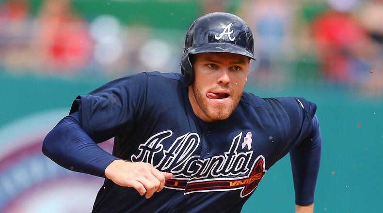 The Braves’ offense has sputtered more often than not in the past month without Freddie Freeman, who continues a slower-than-expected rehab from a wrist injury. (Curtis Compton/AJC file photo)