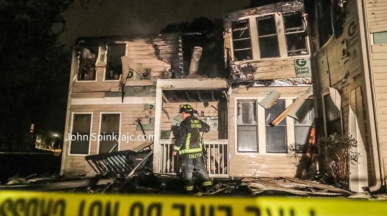 Sandy Springs fire crews were still at the scene Wednesday morning at the Azalea Park at Sandy Springs Apartments.