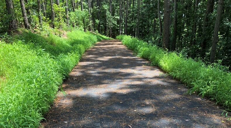 Sugar Hill Greenway Trail construction continues with this asphalt trail segment through EE Robinson Park (North). (Courtesy City of Sugar Hill)