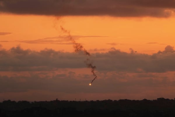 A flare fired by the Israeli army over the Gaza Strip is seen from southern Israel, Sunday, May 4, 2025. (AP Photo/Ariel Schalit)