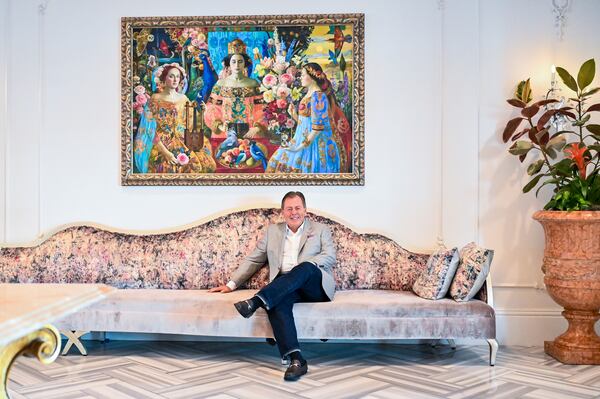 Richard C. Kessler in the lobby of The Three Muses, one of three hotels located at the JW Marriott Savannah Plant Riverside District. (Sarah Peacock for The Atlanta Journal-Constitution)