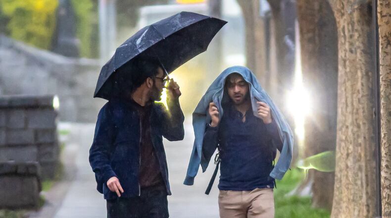 By around 2 p.m., scattered showers will develop across North Georgia, with many downpours concentrated around the metro area. Rain will continue until late Saturday.