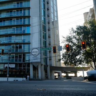 The shooting happened inside the parking deck of Mezzo apartment homes, police say. (Ben Hendren for the AJC)
