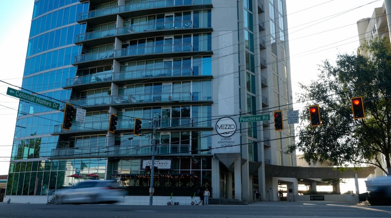 The shooting happened inside the parking deck of Mezzo apartment homes, police say. (Ben Hendren for the AJC)