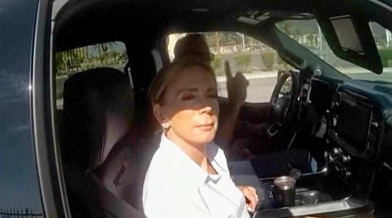 This image taken from a Las Vegas Metropolitan Police Department body camera video shows a police officer pulling over Nevada Gov. Joe Lombardo on May 15, 2026, in Las Vegas. (Las Vegas Metropolitan Police Department via AP)