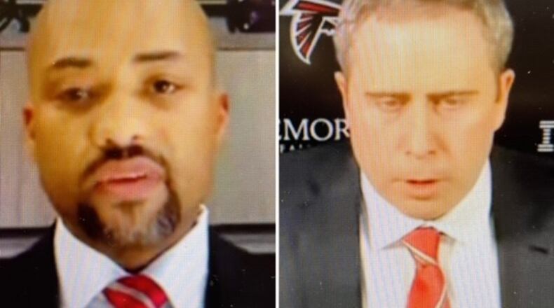 Falcons general manager Terry Fontenot and coach Arthur Smith.