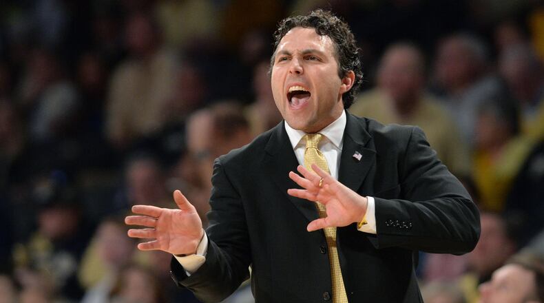 Georgia Tech coach Josh Pastner shouts instructions in a basketball game at McCamish Pavilion on Saturday, February 11, 2017. HYOSUB SHIN / HSHIN@AJC.COM