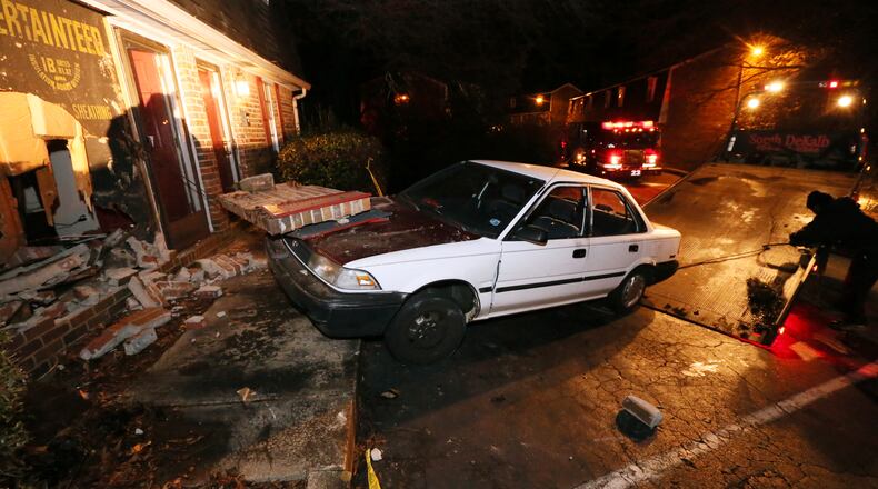 Police said the driver of a Toyota Corolla that crashed into Park Lane Condominiums on Parklane Drive reported that he fell asleep behind the wheel.