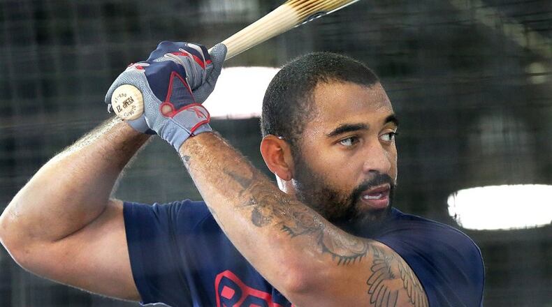 Braves left fielder Matt Kemp is in better shape for 2017. (Curtis Compton/ccompton@ajc.com)