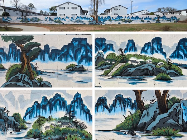 “I have always tried to express Chinese cultural elements through my own artistic language," says Dannie Niu. So, for the Huaya International Cultural Center on Buford Highway, he created "a long mural scroll — a Chinese landscape interpreted through my own understanding and style.” (Courtesy of Arthur Rudick)