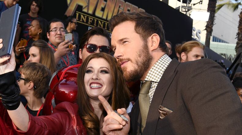 Chris Pratt takes a selfie with fans at the Hollywood premiere of "Avengers: Infinity War." Photo by Emma McIntyre/Getty Images