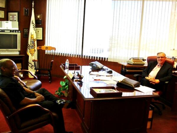 Clayton County Sheriff Victor Hill visiting with "America's Toughest Sheriff" Joe Arpaio in Arizona a few years ago. (Credit: Office of Joe Arpaio)