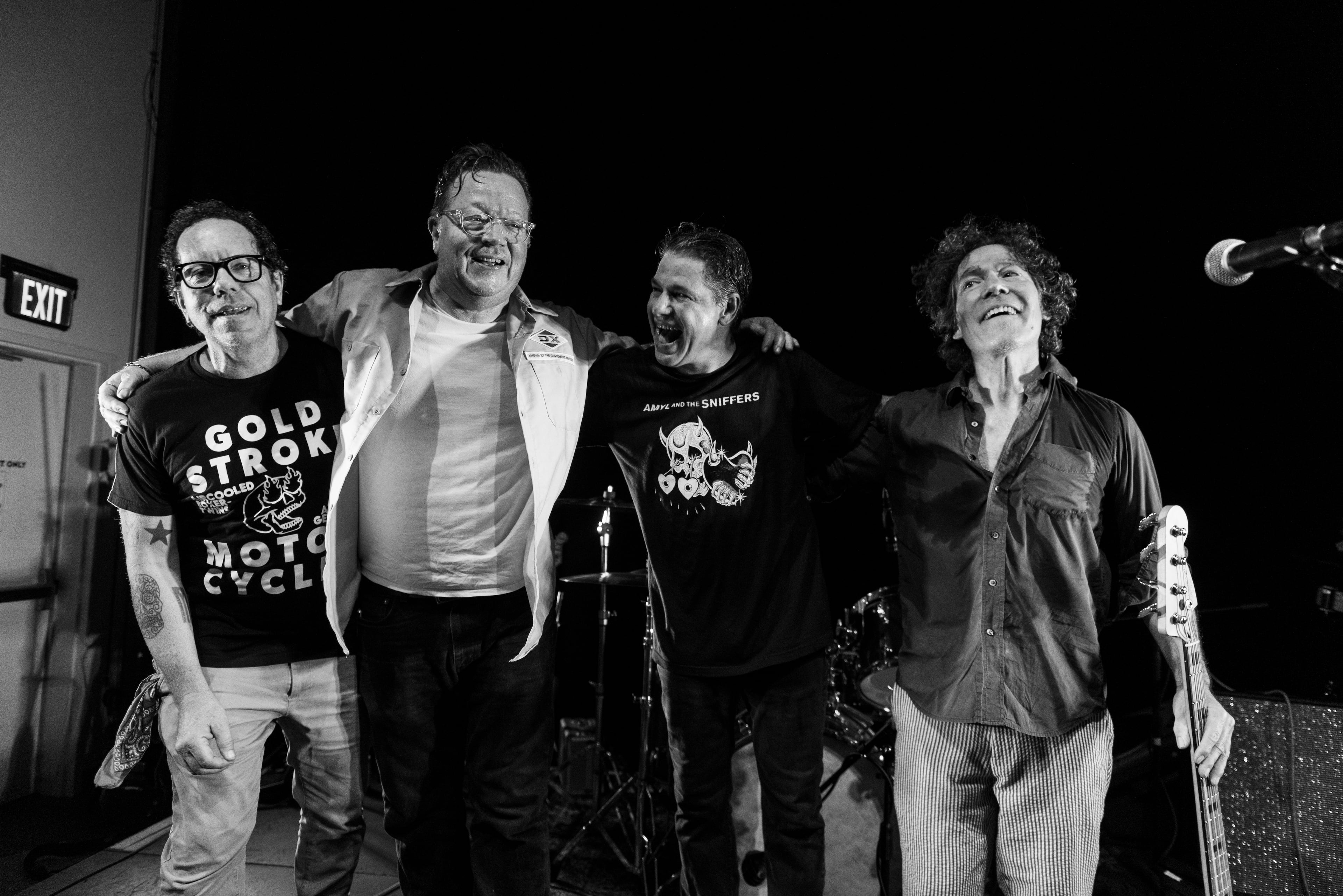 Five Eight takes a bow at Cine Athens after playing a set as part of the "Weirdo: The Story of Five Eight" premiere in September 2024 in Athens. (Photo courtesy of Mike White)