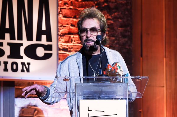 FILE - Record producer Tony Brown speaks at the Americana Honors & Awards show Wednesday, Sept. 22, 2021, in Nashville, Tenn. (AP Photo/Mark Zaleski, File)