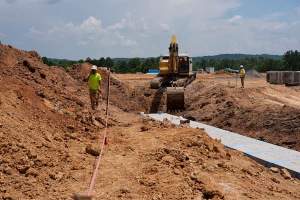 Construction continues at the TRISO-X energy fuel fabrication facility Friday, June 27, 2025, in Oak Ridge, Tenn. (AP Photo/George Walker IV)