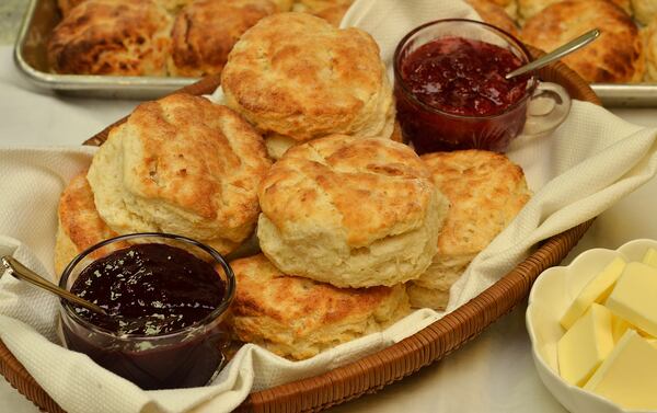 Biscuits with blackberry jam (left) and strawberry jam from Flora & Flour owner/chef Lauren Raymond. (Chris Hunt/Special)