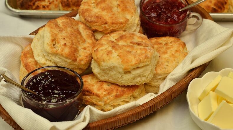 Biscuits with blackberry jam (left) and strawberry jam from Flora & Flour owner/chef Lauren Raymond. (Chris Hunt/Special)