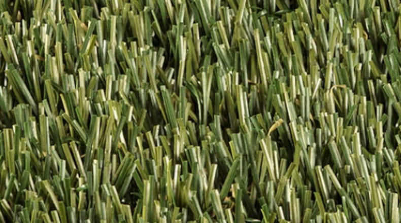 Here's a close-up look at that K9 Deluxe synthetic turf from Smyrna's ProGreen.