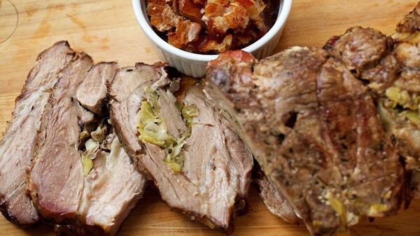  Ham roast with leeks. MUST CREDIT: Photo by Deb Lindsey for The Washington Post.