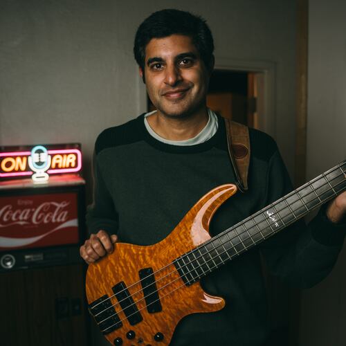 Kabir Sehgal at Tree Sound Studios in Norcross. The Atlanta producer and 13-time Grammy winner released an album of lo-fi renditions of classic American patriotic songs ahead of the nation's 250th anniversary. (Olivia Bowdoin/AJC)