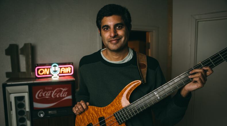 Kabir Sehgal at Tree Sound Studios in Norcross. The Atlanta producer and 13-time Grammy winner released an album of lo-fi renditions of classic American patriotic songs ahead of the nation's 250th anniversary. (Olivia Bowdoin/AJC)