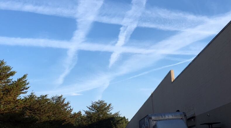 Carol Crooks of Jonesboro said she “couldn’t resist taking this picture of contrails forming Tic Tac Toe on one of our rare clear crisp cool days.”