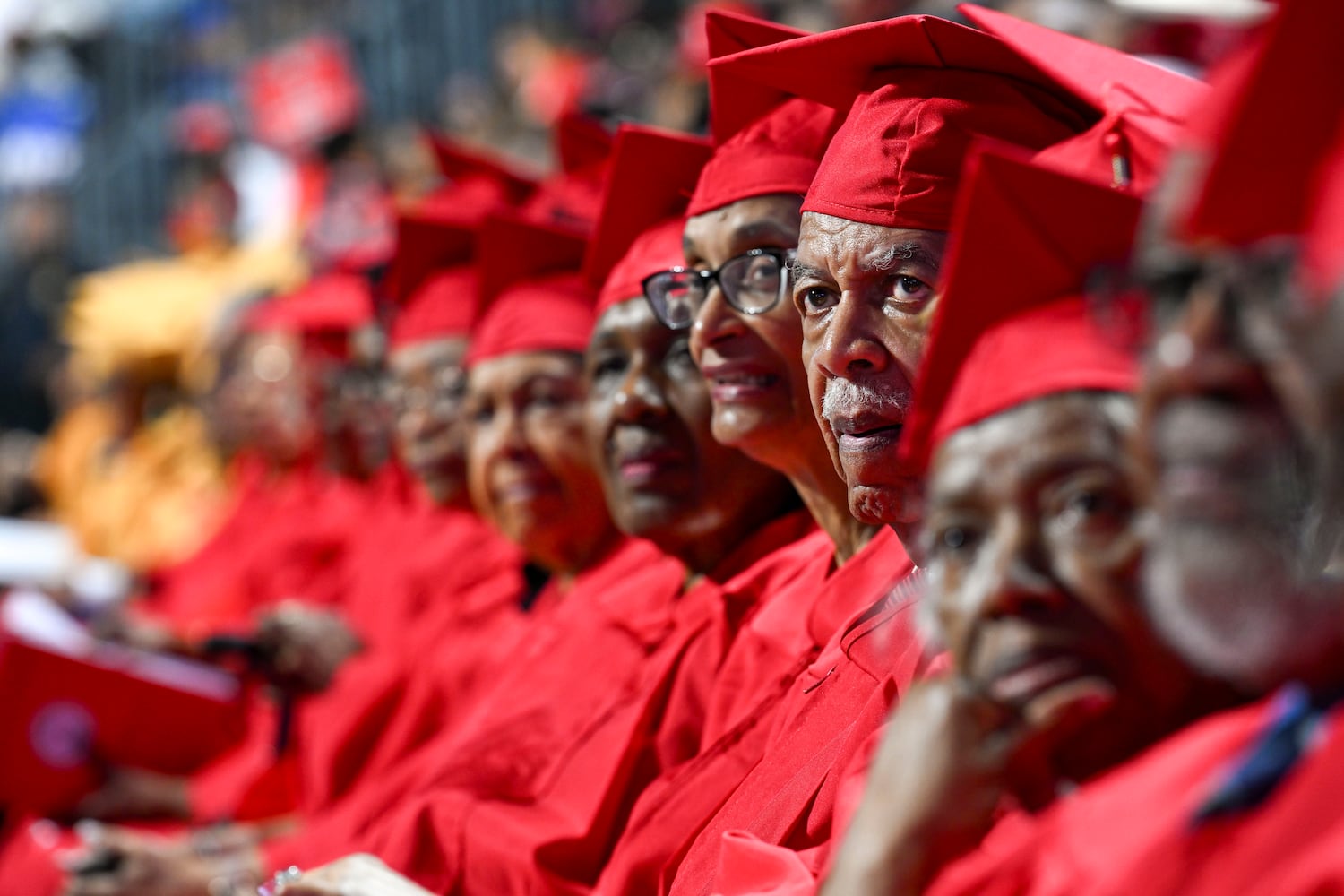 Clark Atlanta graduates from the 1960’s and 1970’s attend the university’s 2025 commencement ceremony Sunday, May 18, 2025 at Georgia State’s Convocation Center. (Daniel Varnado/For the Atlanta Journal-Constitution)